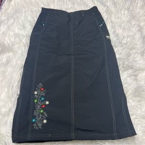 SKHOOP Black Maxi Skirt with Floral Embroidery